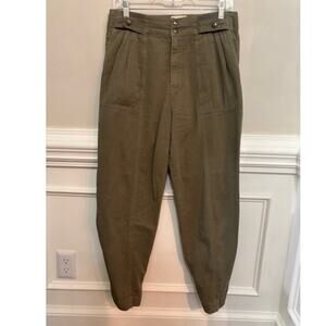 Noam Pants Cargo Jogger Utility Khaki Green High Waist Button Ankle Sz 29